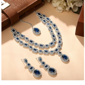 Alloy Silver Blue Jewel Set
