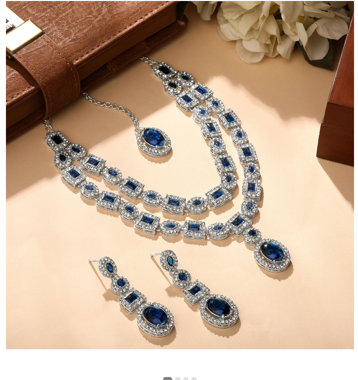 Alloy Silver Blue Jewel Set