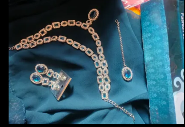 Alloy Silver Blue Jewel Set - Image 2