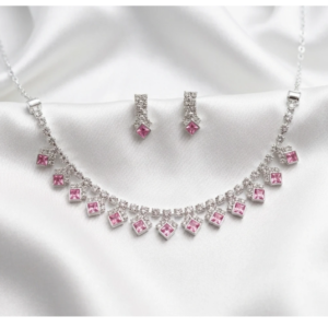 Houseofjewls Brass Silver Pink Jewel Set